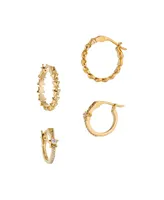 Ava Nadri Small Hoop Earrings in 18K Gold Plated Brass Set 4 Pieces