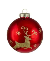 Northlight 3.25" Deer Glass Ball Christmas Ornaments 80mm, Set of 4