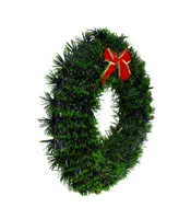 Northlight Pre- Lit Tinsel Artificial Christmas Wreath With a Bow With Clear Led Lights, 17"