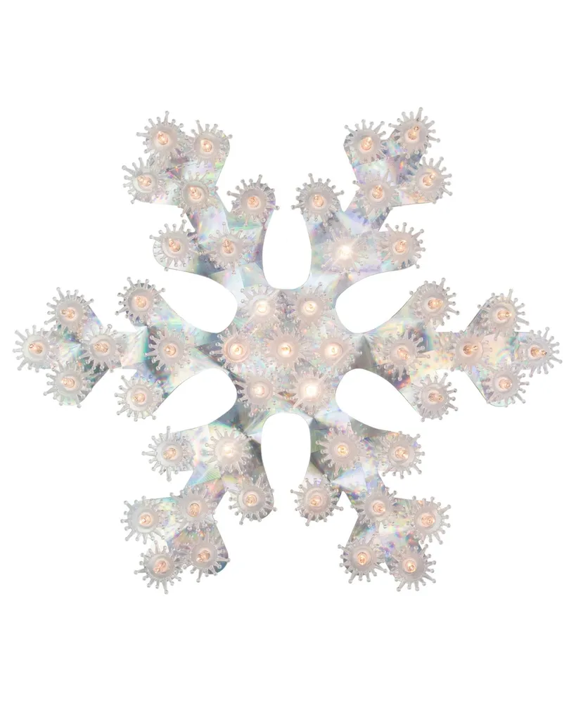 Northlight Lighted Holographic Snowflake Christmas Window Decoration, 12"