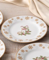 Holly Berry Gold Set of 4 Assorted Appetizer Plates, 6-1/4"