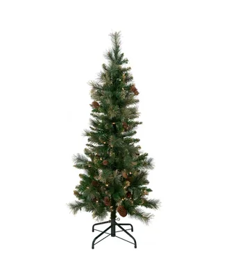 Northlight Pre- Lit Yorkshire Pine Pencil Artificial Christmas Tree With Clear Lights, 4.5'
