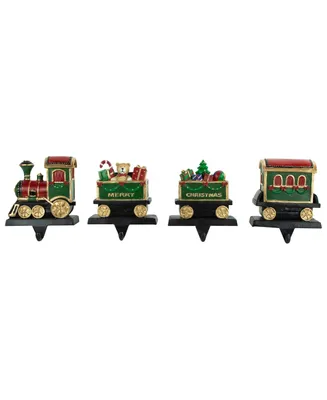 Northlight 4.75" Merry Christmas Train Stocking Holders, Set of 4