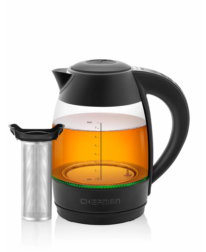 Chefman 1.8L Digital Rapid-Boil Glass Kettle with 7 Temperature Presets and Tea Infuser