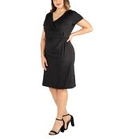 24seven Comfort Apparel Plus V-Neck Faux Wrap Dress