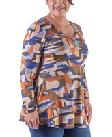 24seven Comfort Apparel Plus Size V-neck Tunic Top