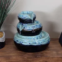 Sunnydaze Decor Modern Textured Bowls Ceramic Indoor 3-Tier Water Fountain - 7 in