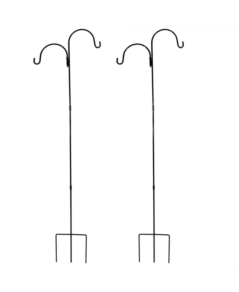 Sunnydaze Decor Black Steel Hanging Double Shepherd Hooks - 84 in - Set of 2