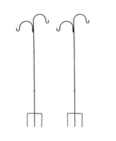 Sunnydaze Decor Black Steel Hanging Double Shepherd Hooks - 84 in - Set of 2