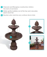 38"H Electric Polyresin and Fiberglass 2-Tier Curved Plinth Outdoor Water Fountain