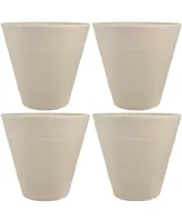 Walter 15.5" Double-Walled Polyresin Outdoor Planter - Fade-Resistant Antique White Finish - Set of 4