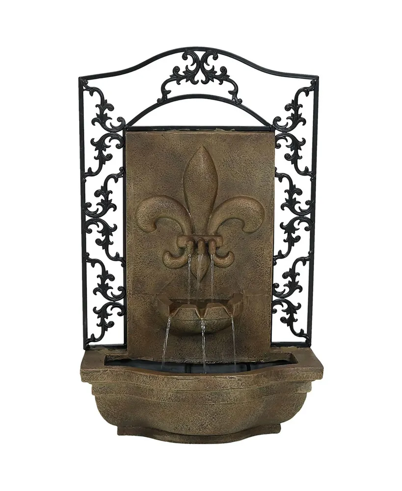 Sunnydaze Decor French Lily Outdoor Solar Wall Fountain with Battery - Florentine