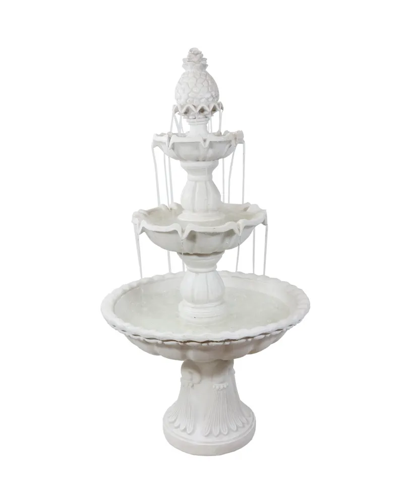 Sunnydaze Decor Welcome Fiberglass Outdoor 3-Tier Water Fountain