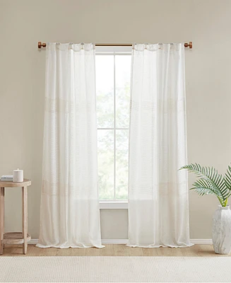 Madison Park Aida Yarn Dye Sheer Curtain Panel Pair, 37"W x 95"L, 2 Pack