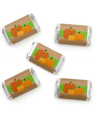 Big Dot of Happiness Pumpkin Patch - Mini Candy Bar Wrapper Stickers - Fall, Halloween or Thanksgiving Party Small Favors - 40 Count