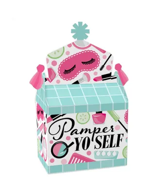 Big Dot of Happiness Spa Day - Treat Box Party Favors - Girls Makeup Party Goodie Gable Boxes - 12 Ct