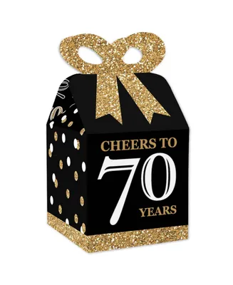 Adult 70th Birthday - Gold - Square Favor Gift Boxes - Party Bow Boxes - 12 Ct