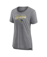 Women's Fanatics Heathered Gray Golden State Warriors True Classics Tri-Blend T-shirt