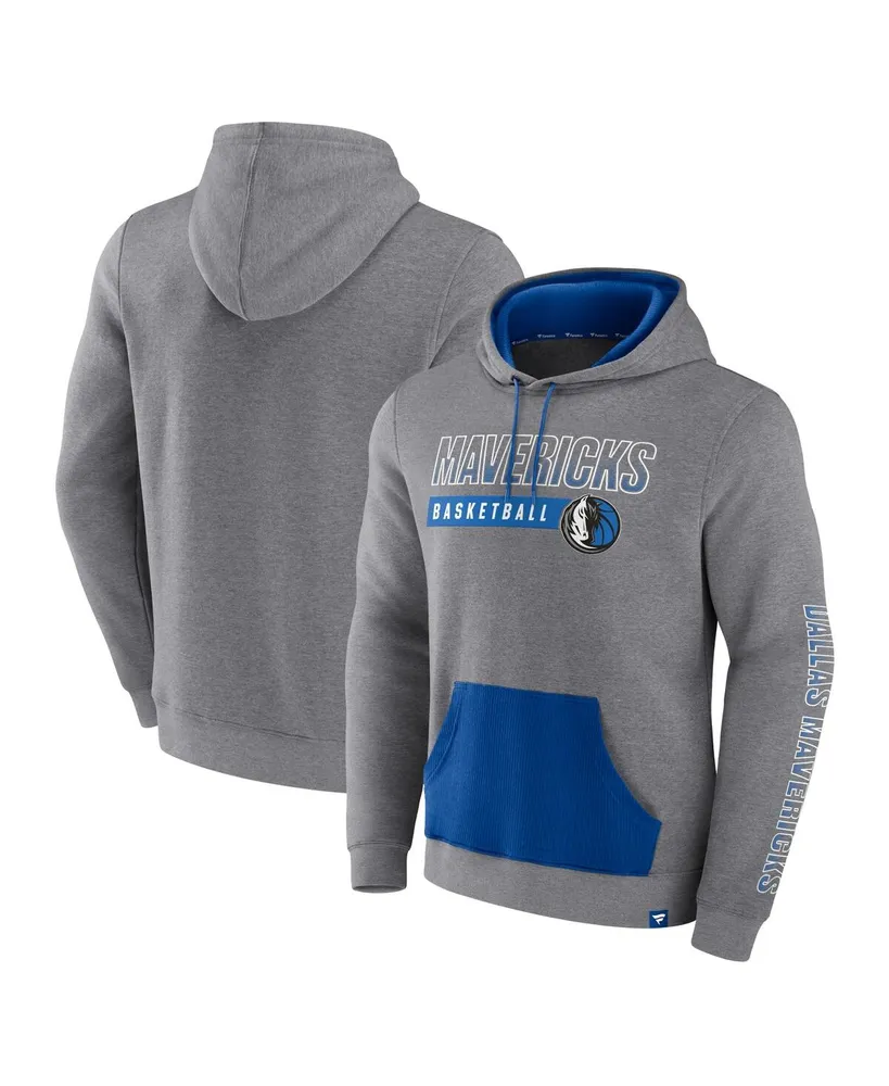 Men's Fanatics Heathered Gray Dallas Mavericks Off The Bench Color Block Pullover Hoodie