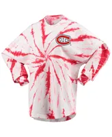 Women's Red Montreal Canadiens Spiral Tie-Dye Long Sleeve T-shirt