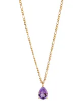 Amethyst Pear Solitaire Pendant Necklace (1 ct. t.w.) in 14k Gold-Plated Sterling Silver, 16" + 2" extender