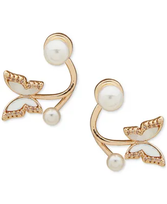 lonna & lilly Gold-Tone Mother-of-Pearl Butterfly Drop Earrings
