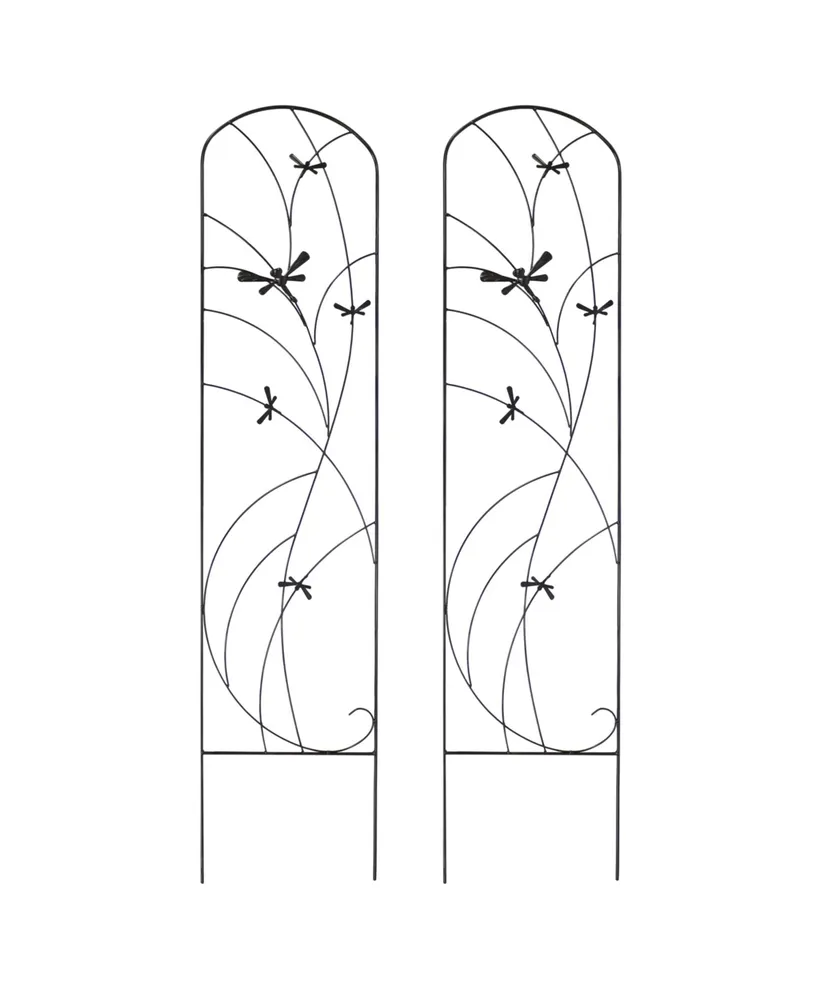 Sunnydaze Decor 55 in Steel Dragonfly Delight Garden Plant Trellis - Set of 2