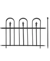 Sunnydaze Decor Strasbourg 6' Set of 2 Steel Decorative Garden Fence Panels - 37.5" W x 30.5" H Per Panel - Black