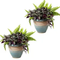 Sunnydaze Decor Purlieu Ceramic Planter - 12" - Shoreline - Set of 2