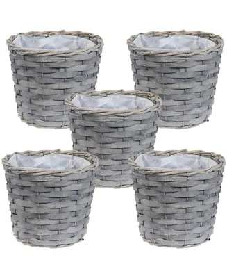 Sunnydaze Decor 6.75 in Rattan Wicker Basket Planters with Lining - Set of 5