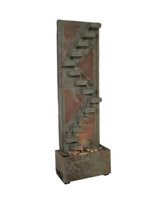 Sunnydaze Decor Copper/Slate Staircase Water Fountain with Led Lights - 48 in