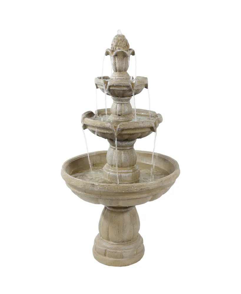 48"H Electric Fiberglass 3-Tier Outdoor Water Fountain