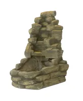 Sunnydaze Decor Fiberglass Electric Outdoor Stone Waterfall Fountain - 37 in