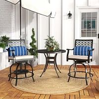 Costway Set of 2 Patio Swivel Bar Stool Chairs Cushioned Pillow