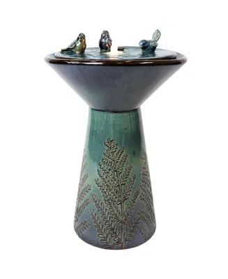 Sunnydaze Decor Gathering Birds Ceramic Outdoor Fountain with Led Lights - 28 in