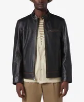 Marc New York Men's Caruso Leather Racer Jacket with Distressed Seaming