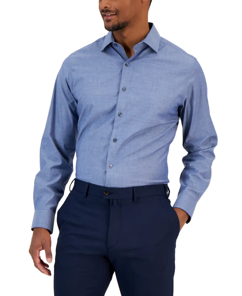 Bar Iii Men's Slim Fit Chambray Dress Shirt, Created for Macy's