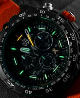 Luminox Men's Swiss Chronograph Bear Grylls Survival Master Series Compass Orange Rubber Strap Watch 45mm