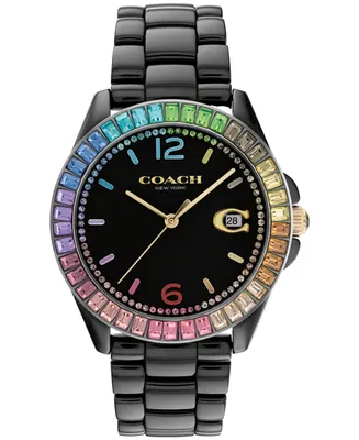 Coach Women's Greyson Rainbow Black Ceramic Bracelet Watch, 36mm