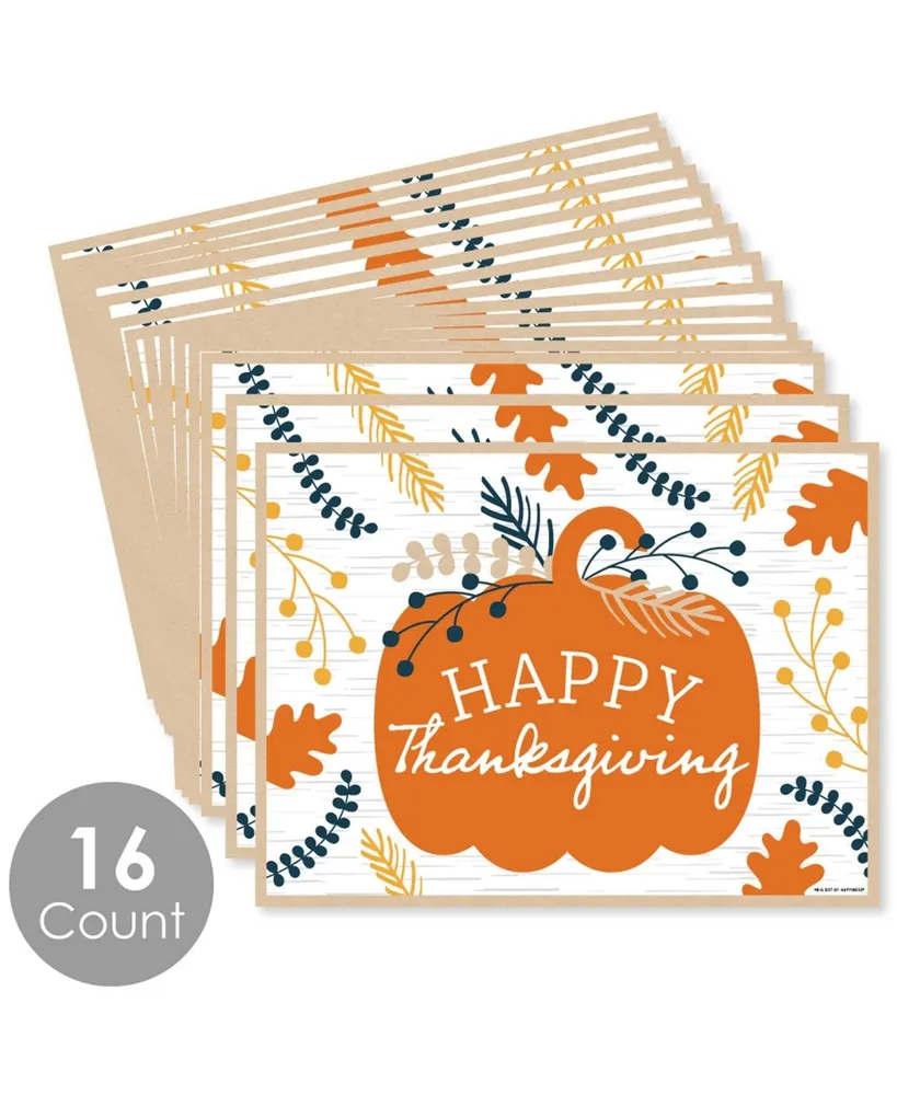 Happy Thanksgiving - Party Table Decorations - Fall Party Placemats - 16 Ct