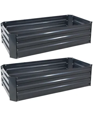 Sunnydaze Decor 2 Galvanized Steel Raised Beds - 48-Inch Rectangle - Dark Gray