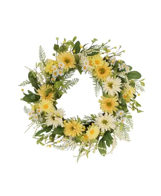 Puleo Chrysanthemum and Daisy Floral Spring Wreath