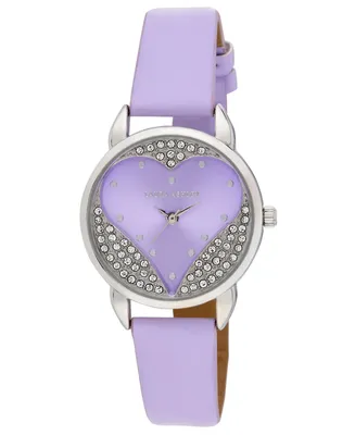 Laura Ashley Women's Open Heart Purple Polyurethane Strap Watch 30mm