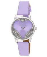 Laura Ashley Women's Open Heart Purple Polyurethane Strap Watch 30mm