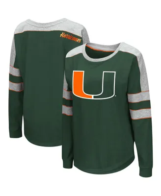 Women's Colosseum Green Miami Hurricanes Trey Dolman Long Sleeve T-shirt