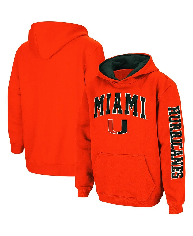 Youth Boys Colosseum Orange Miami Hurricanes 2-Hit Team Pullover Hoodie