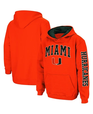 Youth Boys Colosseum Orange Miami Hurricanes 2-Hit Team Pullover Hoodie