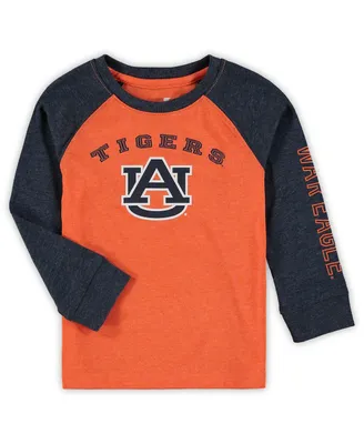 Toddler Boys and Girls Colosseum Heathered Orange Auburn Tigers Long Sleeve Raglan T-shirt