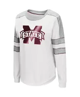 Women's Colosseum White Mississippi State Bulldogs Trey Dolman Long Sleeve T-shirt