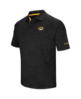 Men's Colosseum Heathered Black Missouri Tigers Down Swing Raglan Polo Shirt